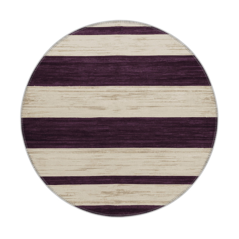 Tapis intérieur / extérieur beige HorizontalStripes, Rond 5 pi