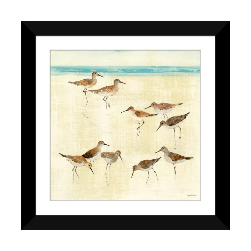 Impression sur toile Sandpipers, Papier d'art encadré noir, Blanc, H 24 po x l 24 po x P 1 po