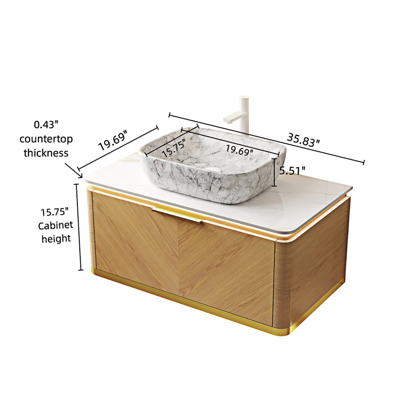 Meuble-lavabo flottant avec lavabo, Espresso