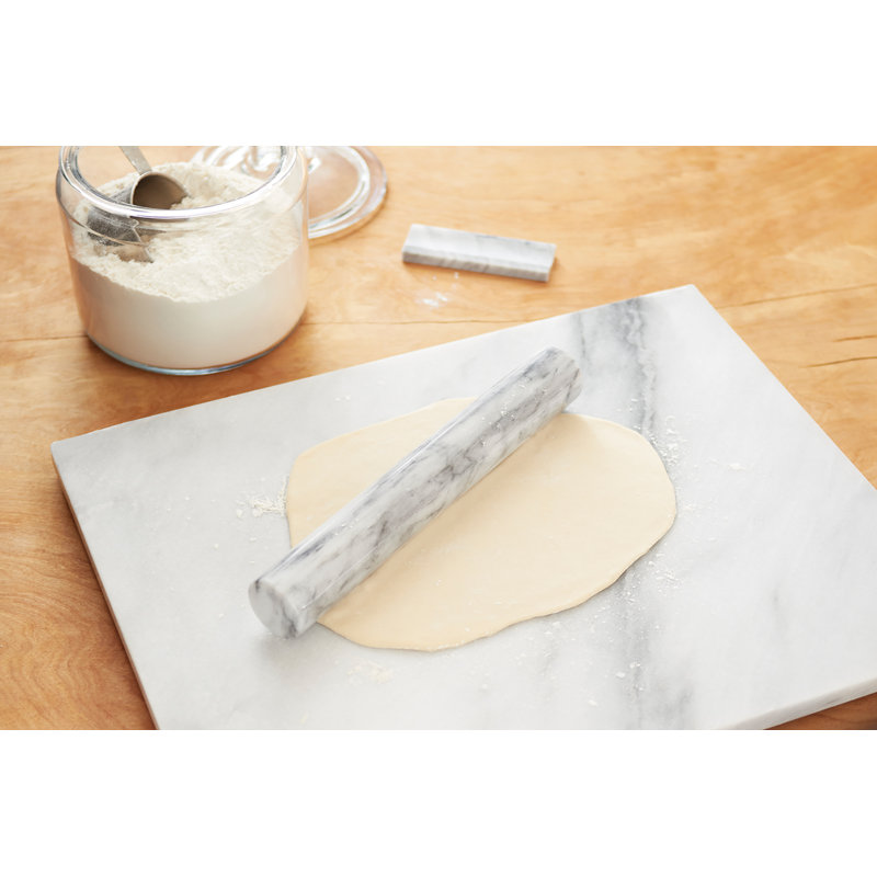White Marble French Rolling Pin with Convenient Base
