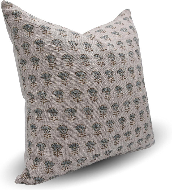 Coussin décoratif en lin à motif de blocs de chambre à coucher Fabin Boho avec fermeture à glissière - 26 x 26, Carré