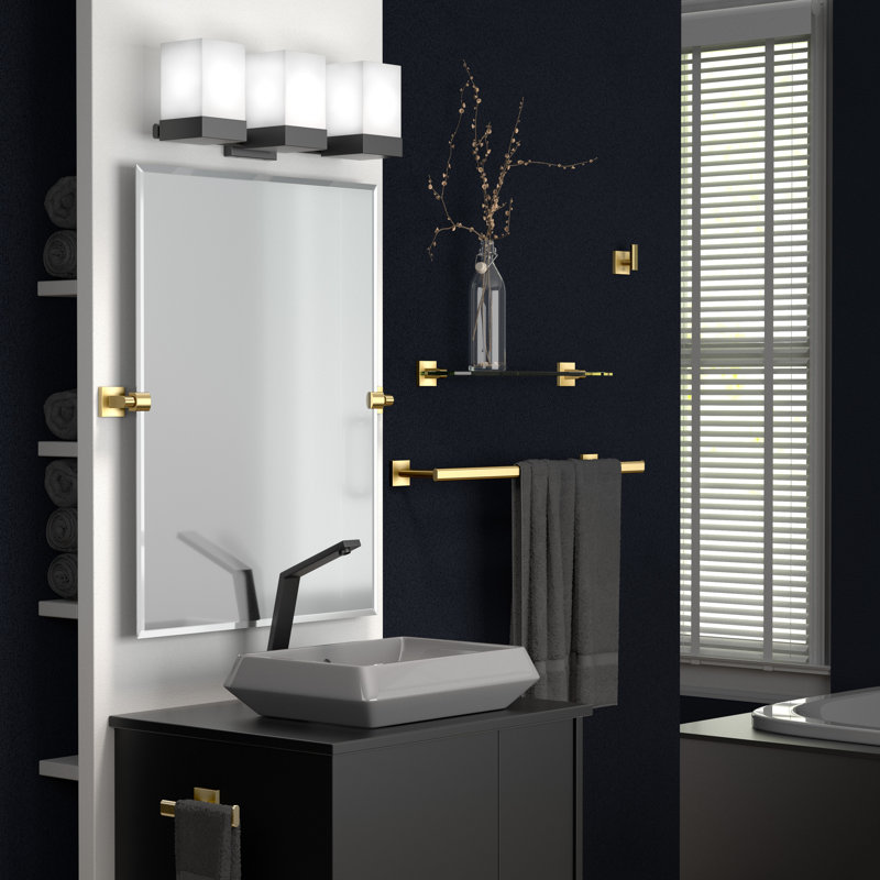 Miroir mural rectangulaire moderne sans cadre et biseauté | miroir pivotant pour meuble-lavabo de la salle de bain Elevate