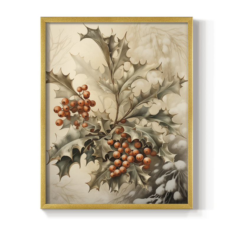 «Christmas Holiday Art DCCVI», reproduction d'art encadrée - bois massif, H 21 po x l 17 po, Doré