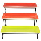 Latitude Run® Crenshaw Hand Painted Stoneware 3-Tier Serving Set With Metal Rack In Multicolor