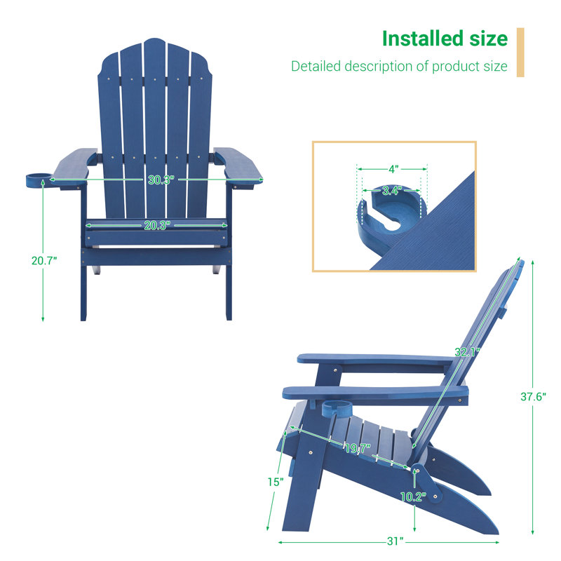 Chaise Adirondack en plastique / résine Themis, Bleu marine