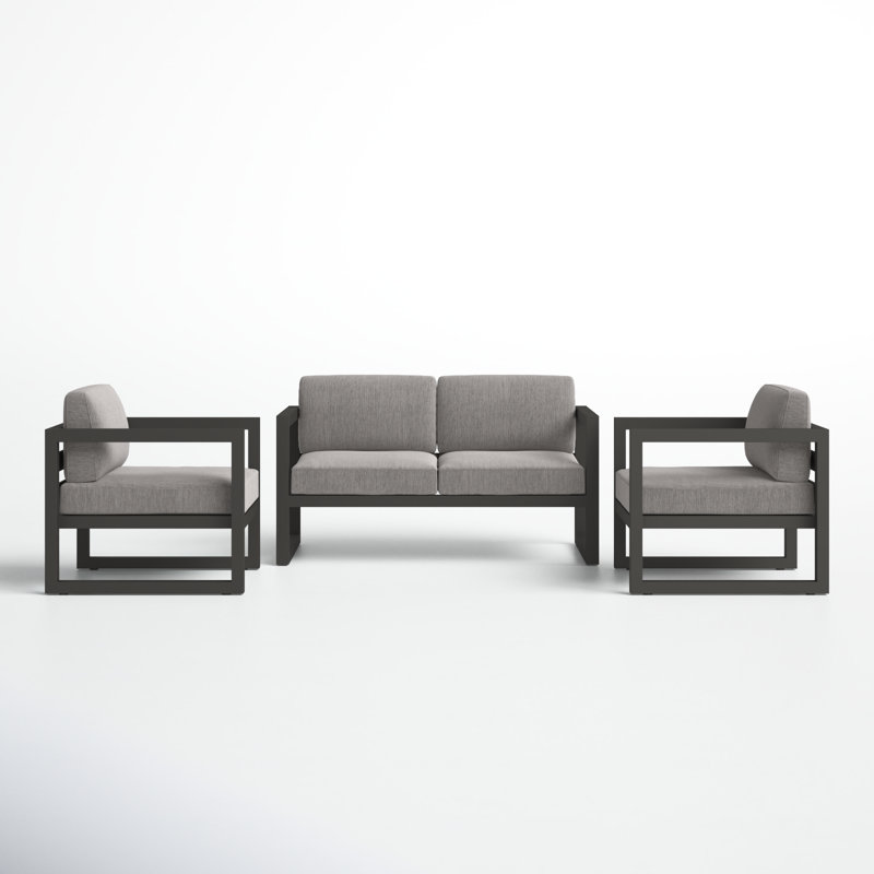 Avion 3 Piece Loveseat Set, Cast Silver Sunbrella®, Slate