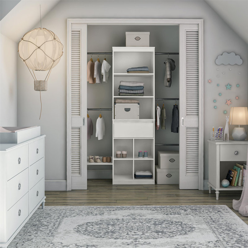 Ensembles de système d'organisation d'armoire de garde-robe de l 69,89 po à l 95,44 po Grow with Me, Blanc