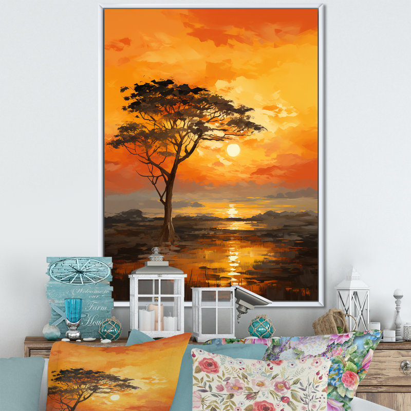 «African Tree Essence III», reproduction d'art sur toile, Cadre flottant blanc, H 40 po x l 30 po