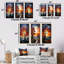 Baobab africain aux couleurs de l'arc-en-ciel - ensemble d'art mural sur toile arbre baobab de 3-1077266938-1077266936