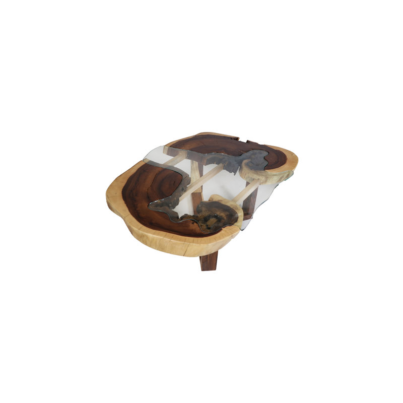 Ackermanville Glass Top Coffee Table, Brown/Clear