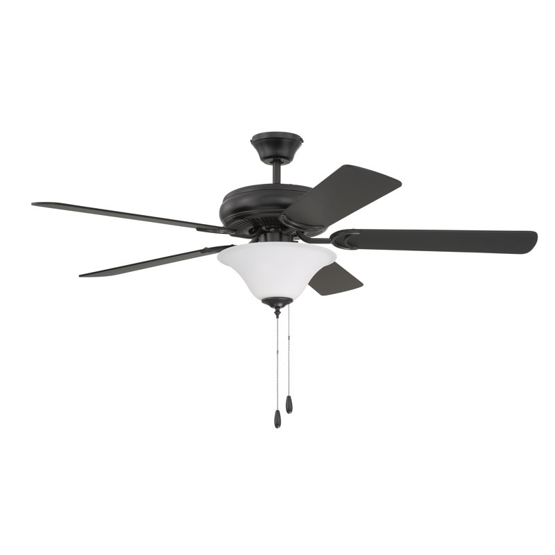 Ventilateur de plafond standard à 5 pales de 52 po à DEL avec chaîne de traction et ensemble d'éclairage inclus