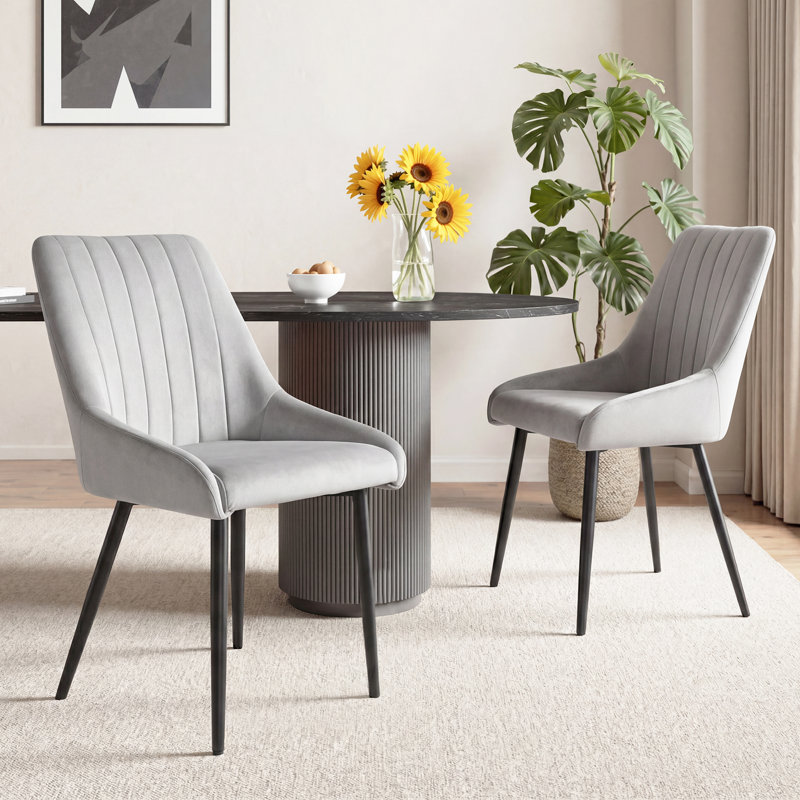 Chipman Velvet Upholstered Dining Chair, Grey