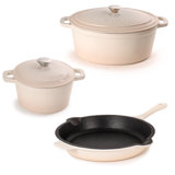 BergHOFF Neo 5Pc Cast Iron Cookware Set with 3Qt., 5Qt. Covered Dutch Ovens, and Fry Pan