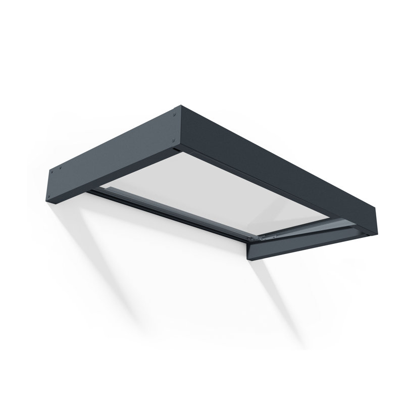 Palram - Canopia Sophia 3' 1" D Acrylic Clear/Gray Stationary Slope Door and Window Awning, 7" H x 63" W x 37" D