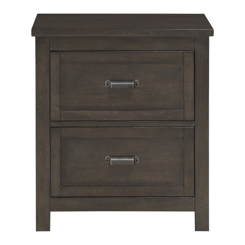 Table de chevet 1 pièce de style transitionnel avec 2 tiroirs en bois de cerisier foncé