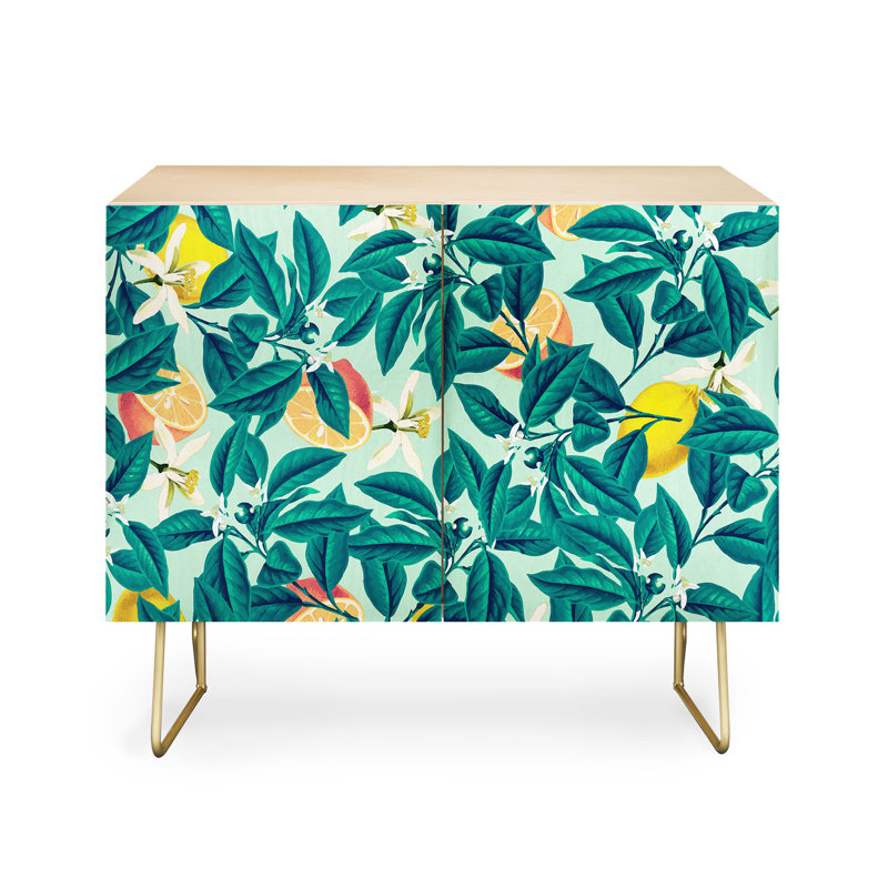 83 Oranges Lemon Pattern 2 Door Credenza Cabinet, Beige