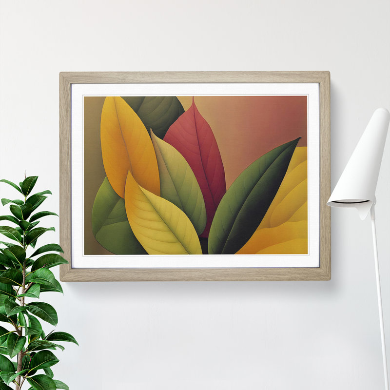 Refined Leaf - Single Picture Frame Painting, 34cm H x 46cm W x 2cm D, Oak Framed