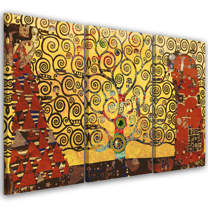 Tree Of Life - 3 Piece No Frame Print on Canvas, 60cm H x 90cm W