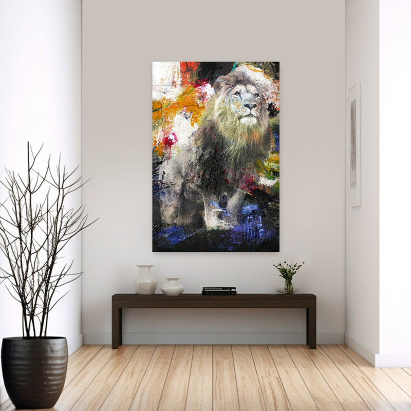 Lion, art urbain contemporain, H 60 po x l 40 po