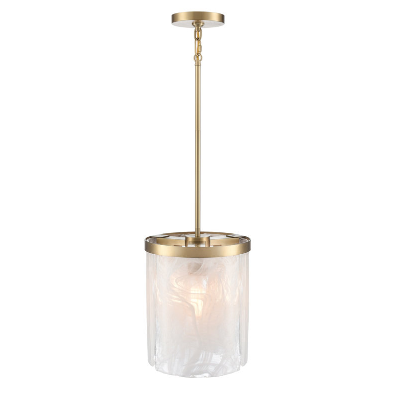 Kester - Luminaire suspendu 3 lumières - Finition laiton brossé - Abat-jour en verre albâtre blanc de style Murano, 40 W