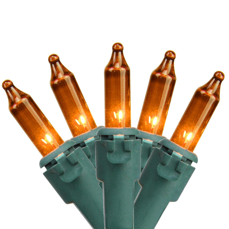 Ensemble de 100 mini lumières de Noël 100 fils 20,25 pi, Orange / vert