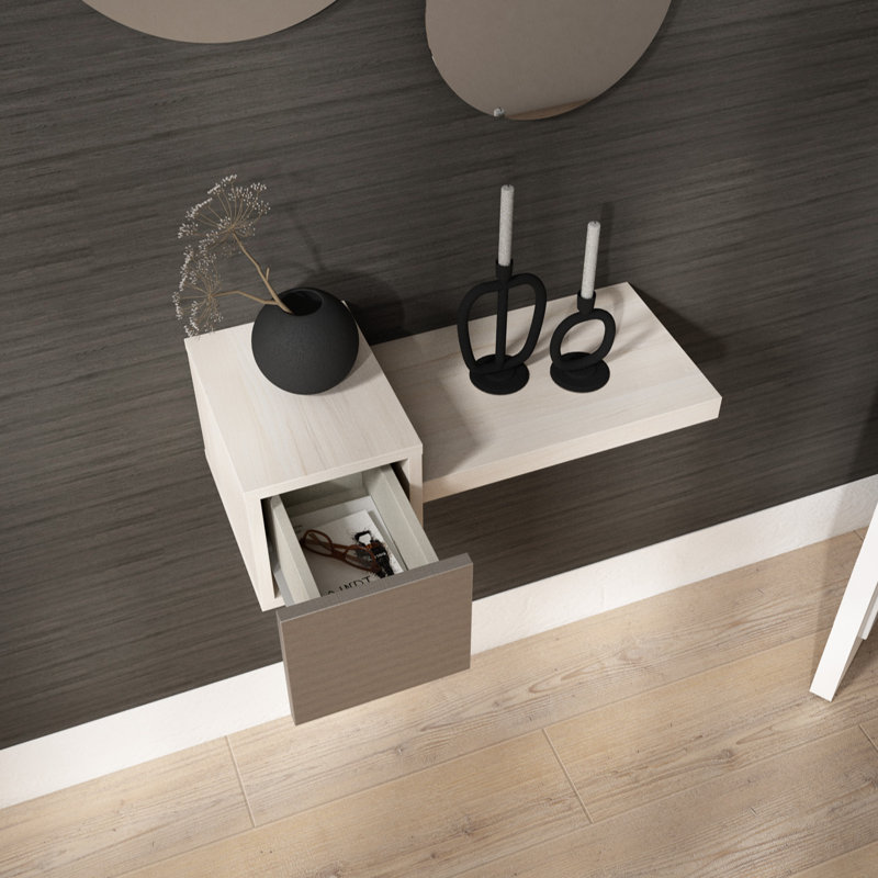 Kennelly Floating Shelf, White/Gray
