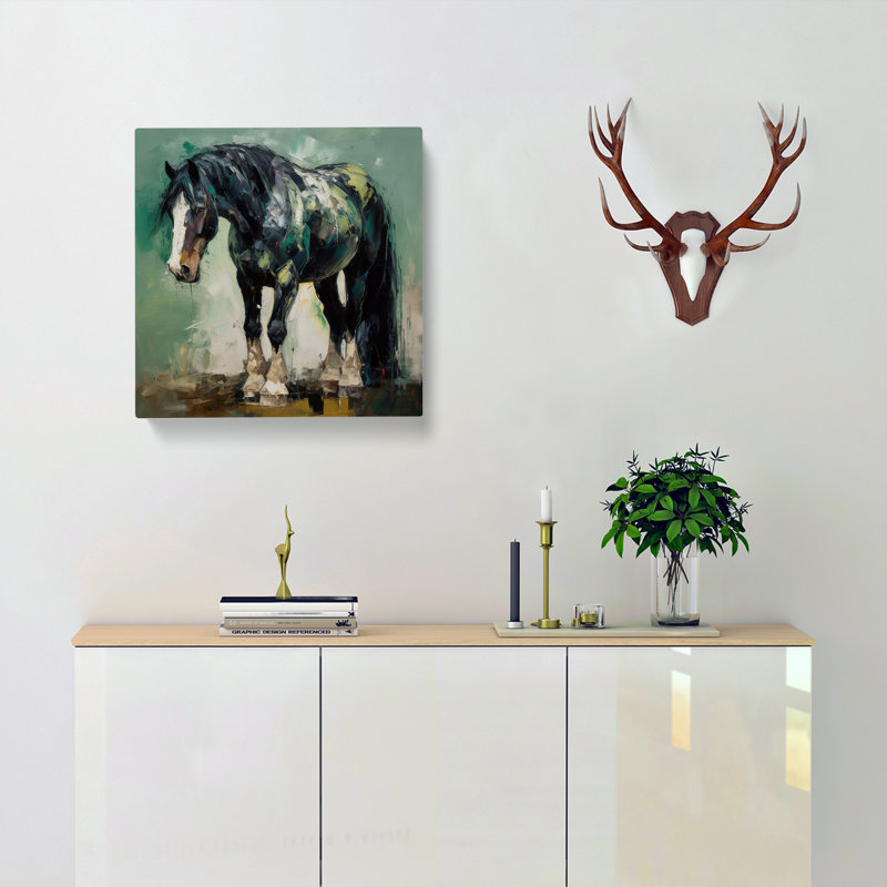 Shire Horse Abstract Expressionism - No Frame Print, 35cm H x 35cm W x 3cm D