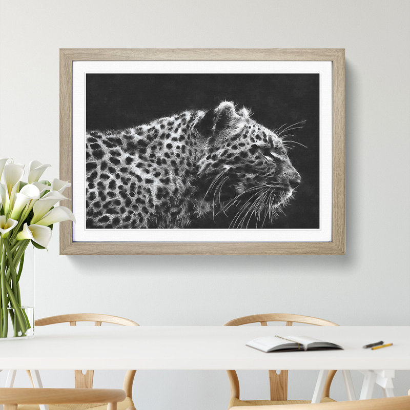 Leopard Vol.4 - Picture Frame Painting, 36cm H x 48cm W x 2cm D, Oak Framed