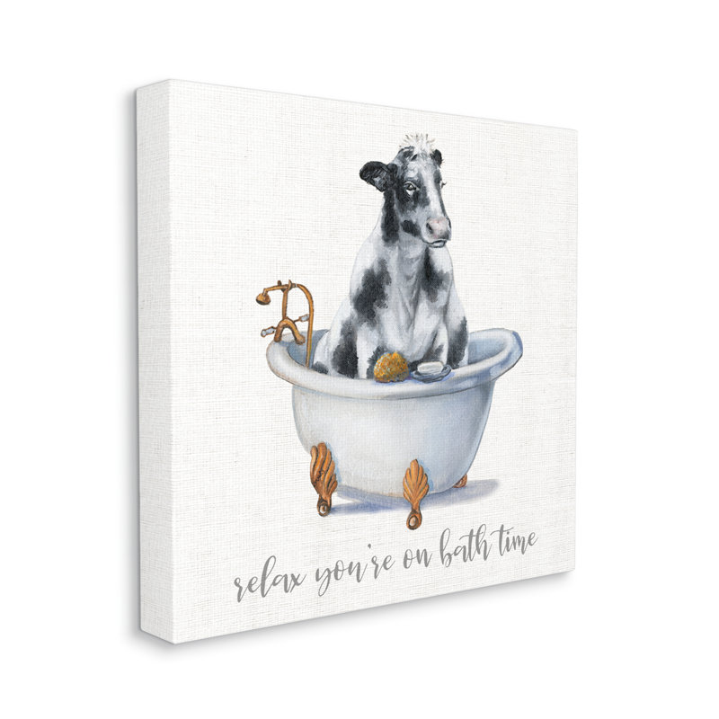 «Relax You On Bath Time» par Donna Brooks, H 36 po x l 36 po, Plaque de bois