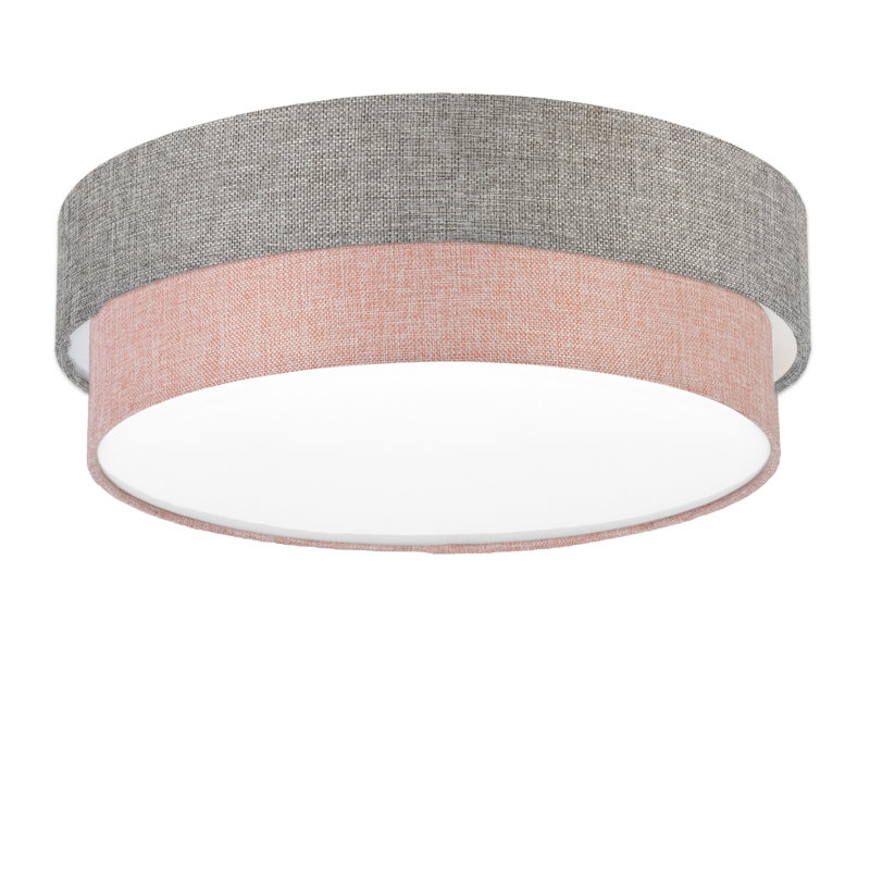Elsemarie Fabric Flush Mount, Grey, Pink