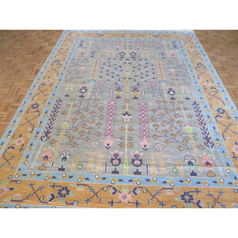 Tapis unique gris de 9 pi x 11 pi 10 po