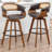 Swivel Upholstered Cane Back Counter Height Bar Stools-1863290112-1863290113