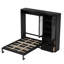 Grand lit escamotable avec armoire réversible de gauche à droite, portes en acrylique, 4 tiroirs et armoires à tablettes de rangement multiples, noir