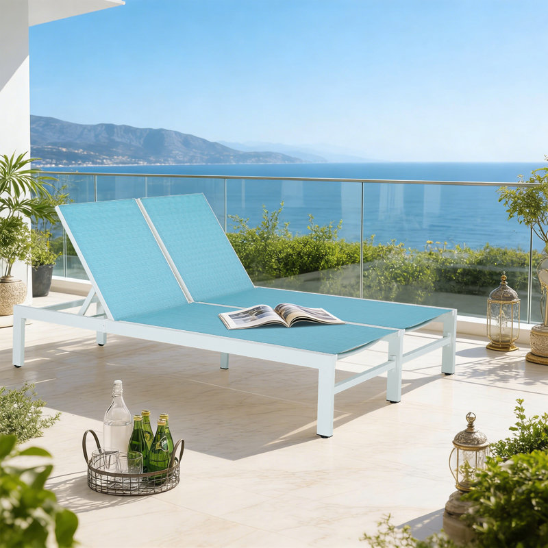 Double chaise longue d'extérieur en aluminium, Brume