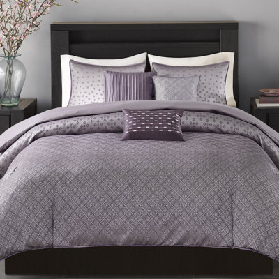 Ensemble de housse de couette pour lit double / grand lit mauve moderne et contemporain mauve 6 pièces