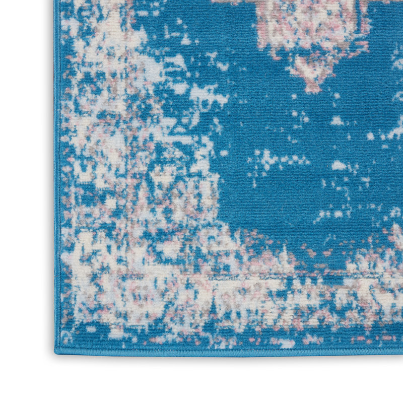 Burnie Oriental Blue/Ivory Area Rug, Runner 2' x 6'