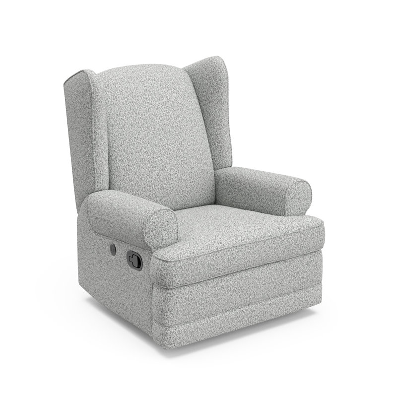 Salt and Pepper Boucle Swivel Recliner with USB Port