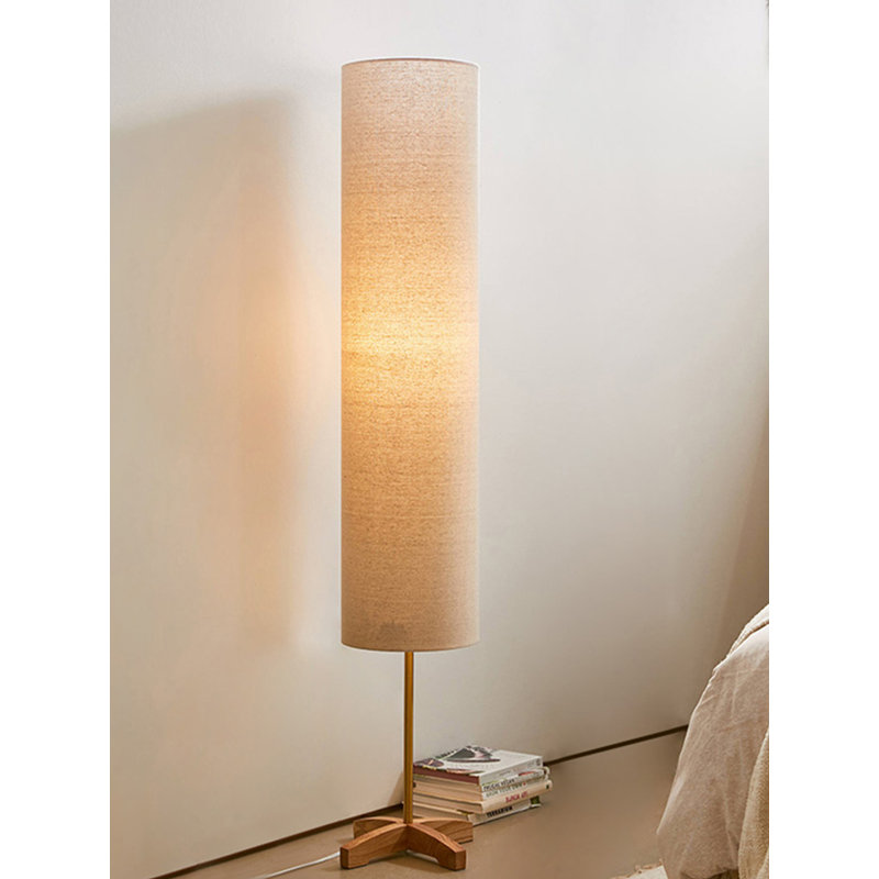 Wabi-Sabi Style Fabric & Solid Wood Floor Lamp