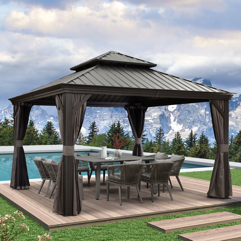 Aluminium Patio Gazebo, 3.7m x 3.7m