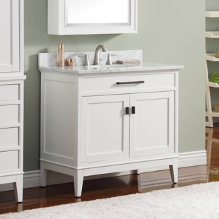 Anglet 36" Single Bathroom Vanity with Carrara Marble Top