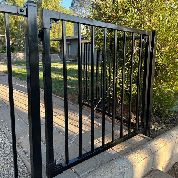 Double Folding Security Gate 48" H X 66" W Outdoor Garden Fence Gate Industrial Foldable Security Gate 180° Rolling Barricade Gate With Wheels For Residential, Yard, Patio, Entry Way