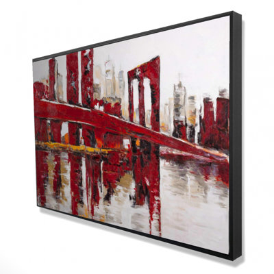 "Pont rouge abstrait et industriel"