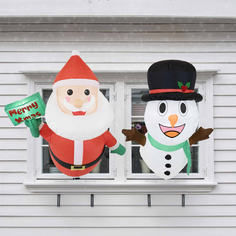 Décoration de Noël gonflable pour fenêtre, père Noël et givré