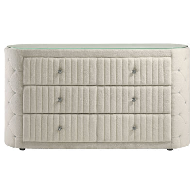 Giada 6-Drawer Upholstered Bedroom Dresser Ivory