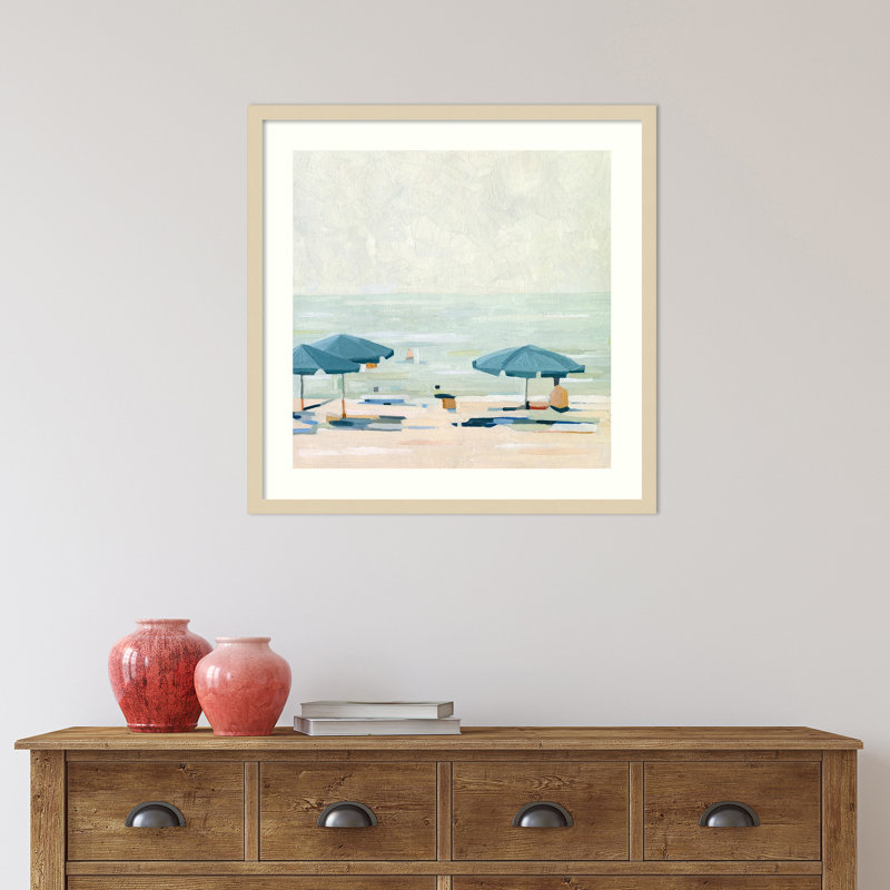 Raelyn " If Its The Beaches II " by Emma Scarvey Painting Print, Natural Framed, 19" H x 19" W
