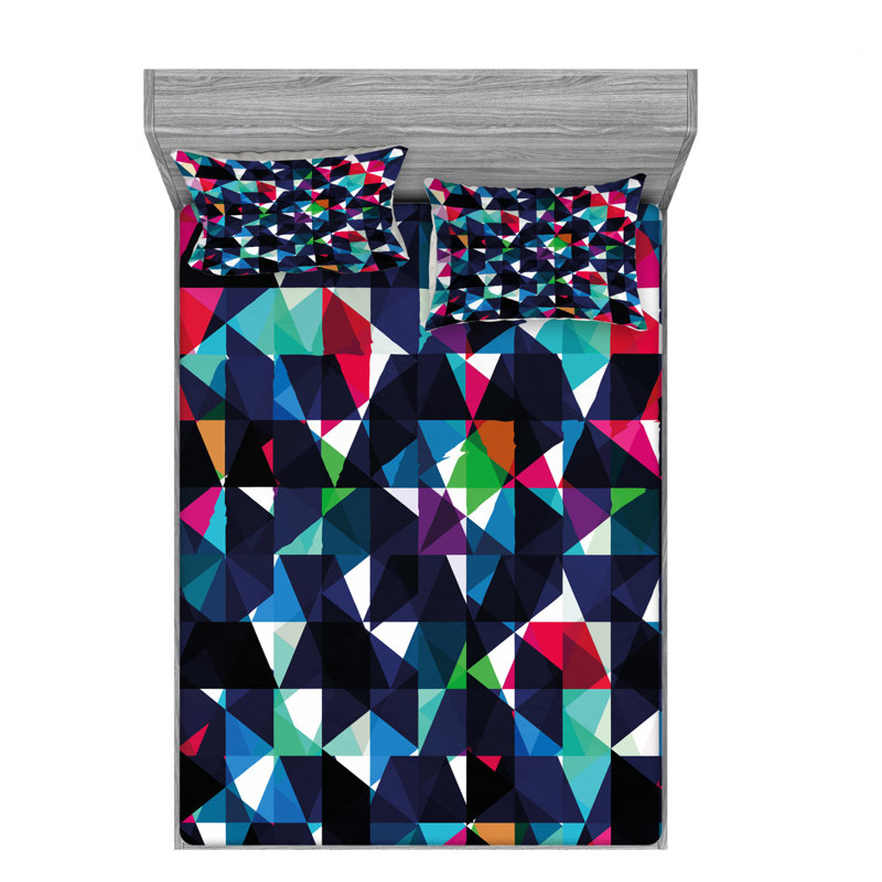 Microfiber Abstract Sheet Set, Queen Sheet Set with Fitted Sheet