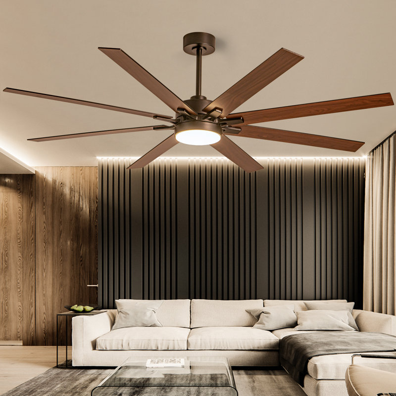 72 in. 8-Blade Black Low Profile Ceiling Fan with Integrated LED, Two-Toned Blades