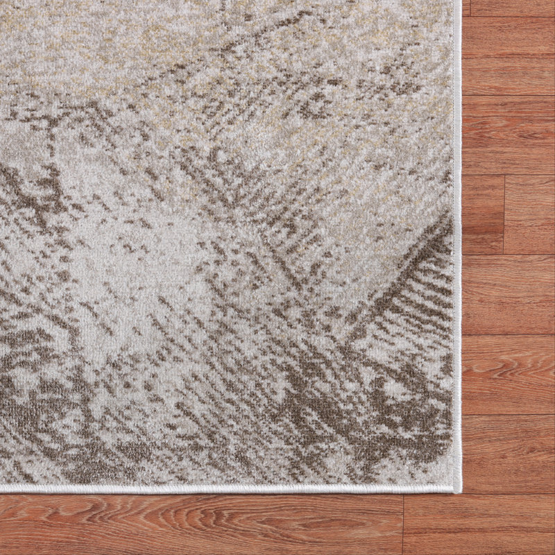 Machine Washable Cooper Ivory/Brown Rug, Rectangle 5' x 8'