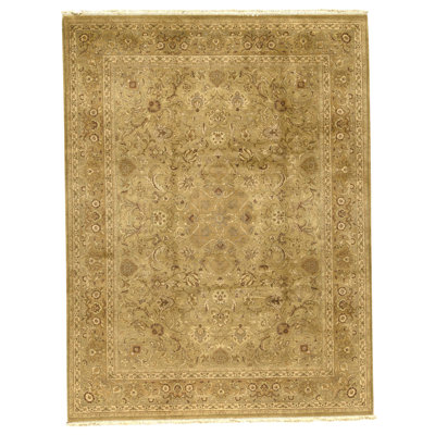 Hand Knotted Wool Area Rug in Gold