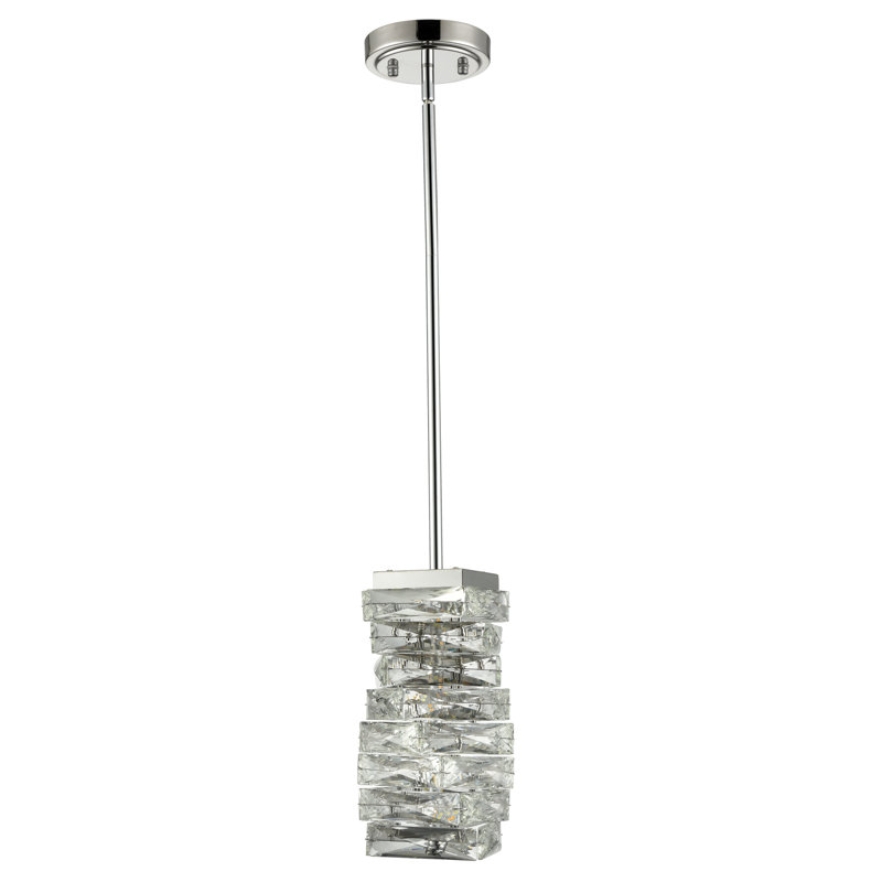 Luminaire suspendu simple à DEL Ratliffe, Chrome poli